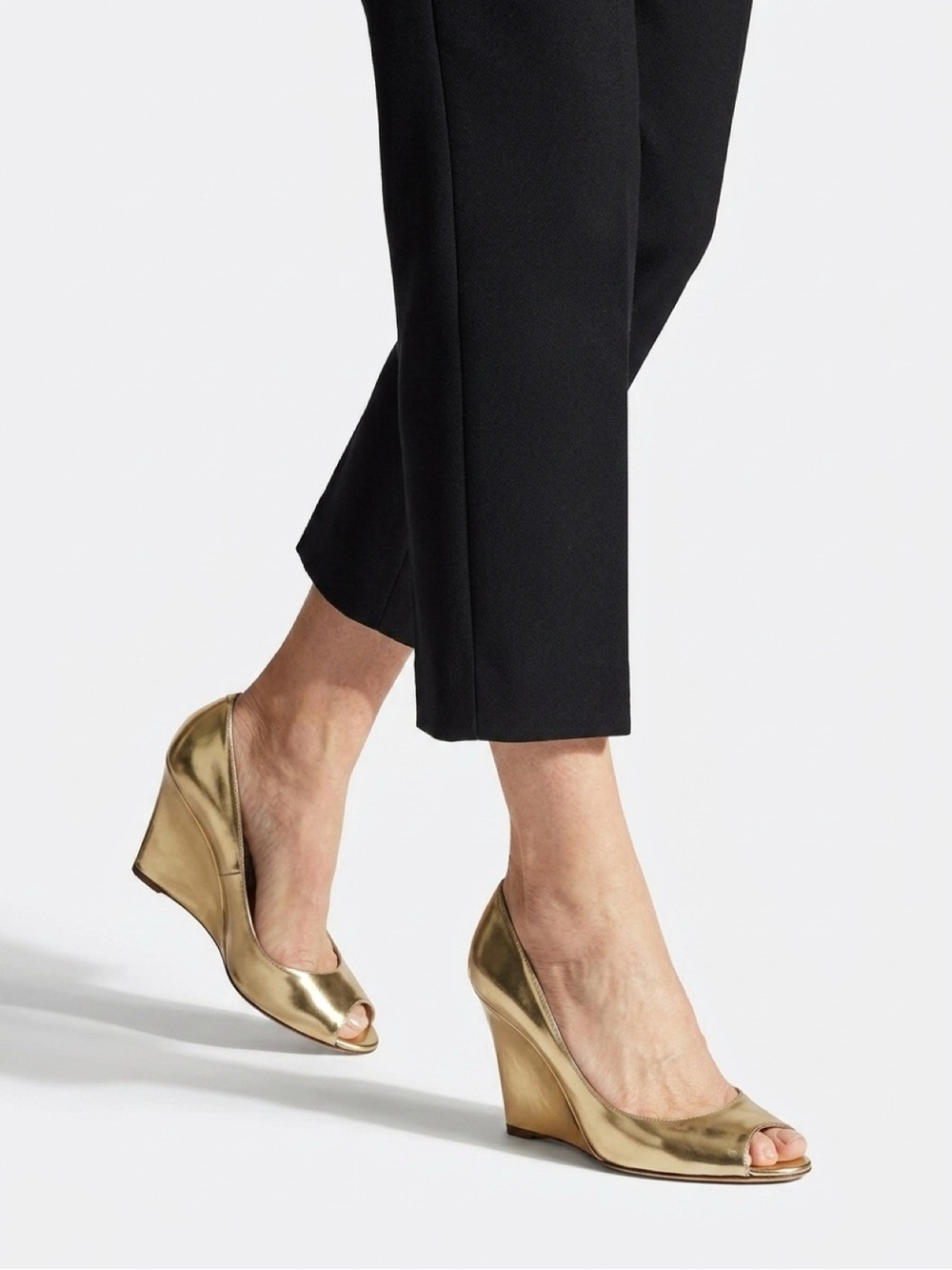 Jimmy Choo Metallic Gold Peep-Toe Pumps